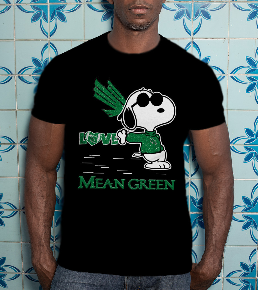 Snoopy Heart Love North Texas Mean Green Peanuts T-Shirt