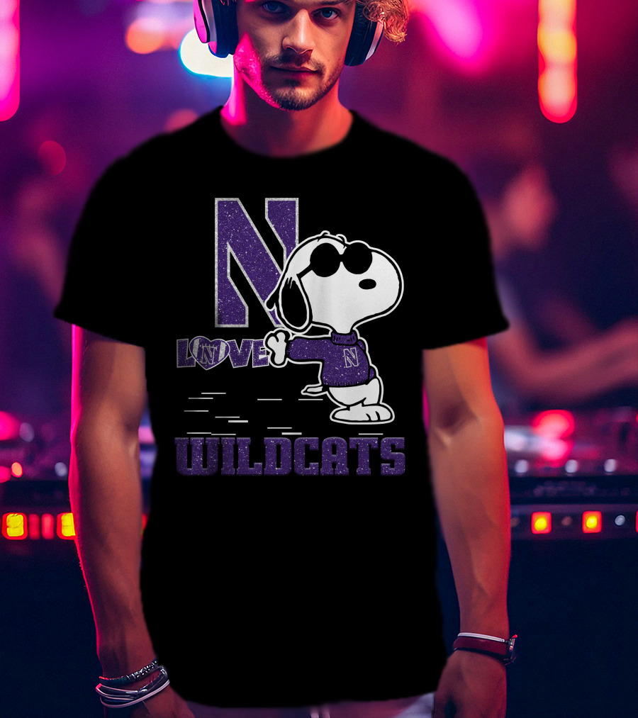 Snoopy Love N Northwestern Wildcats T-Shirt