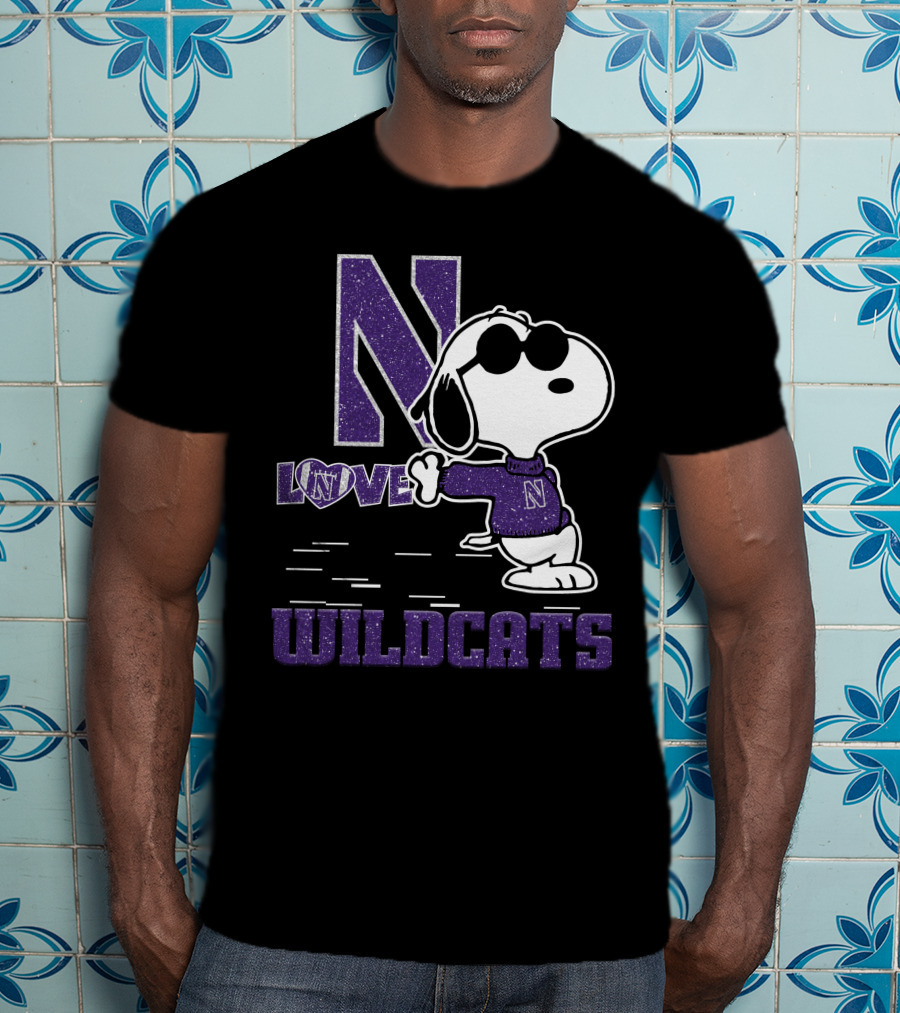 Snoopy Love N Northwestern Wildcats T-Shirt