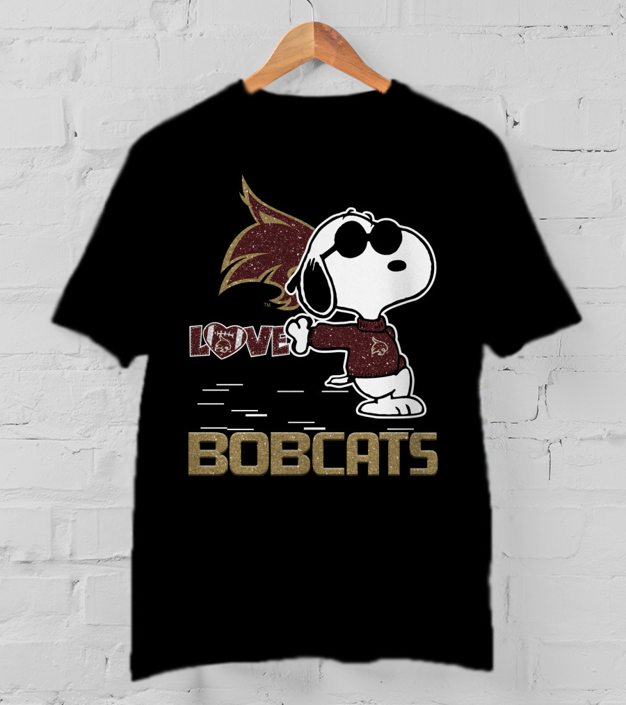 Snoopy Bobcats Love Texas State Bobcats T-Shirt