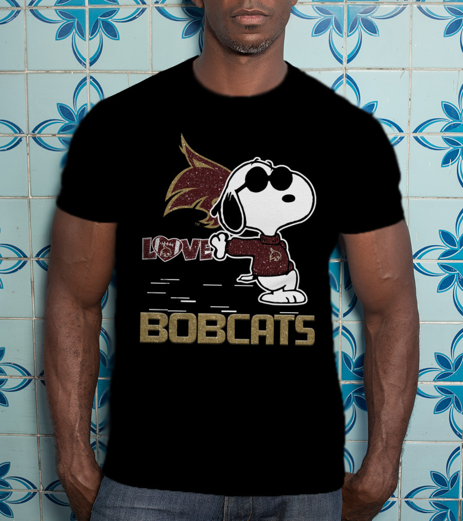 Snoopy Bobcats Love Texas State Bobcats T-Shirt