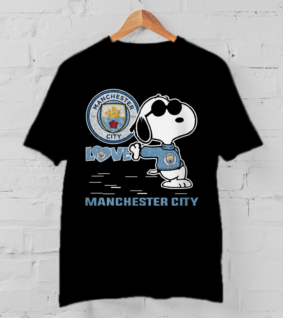 Snoopy Love Manchester City Badge Character Collection T-Shirt