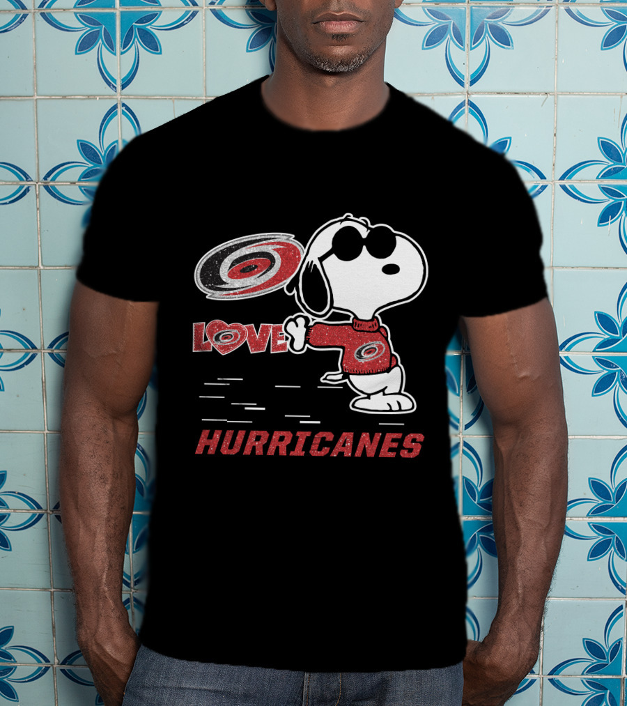 Snoopy Love Carolina Hurricanes Peanuts Hockey Fans T-Shirt