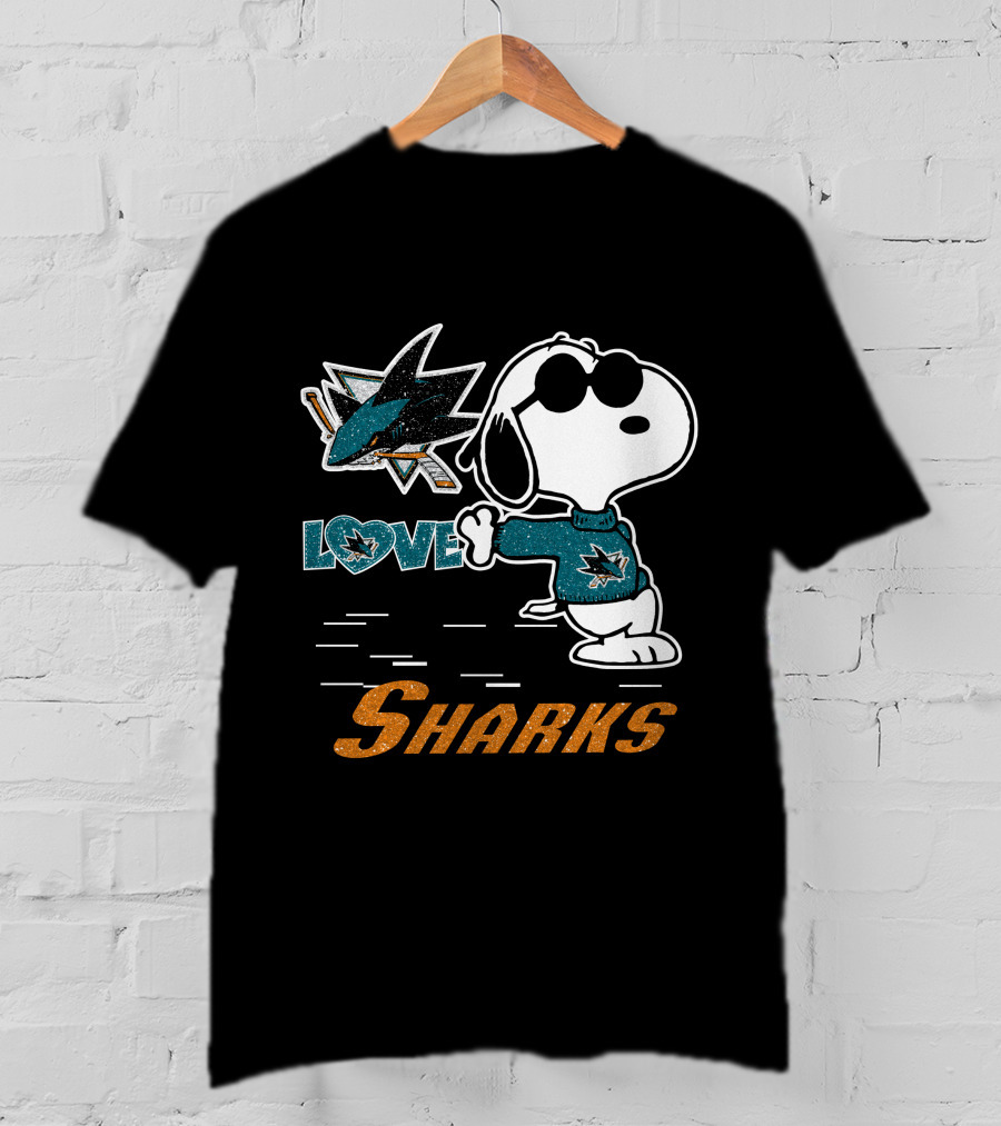 Snoopy Love San Jose Sharks Logo Hockey Enthusiast T-Shirt