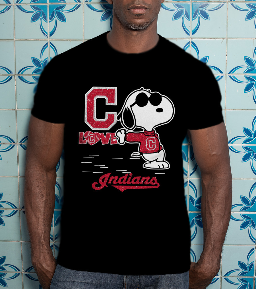 Snoopy C Love Cleveland Indians T-Shirt