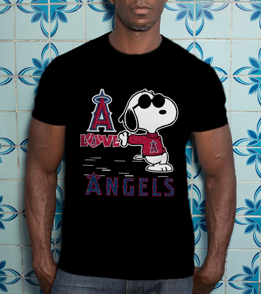 Snoopy Love Los Angeles Angels A Angels T-Shirt