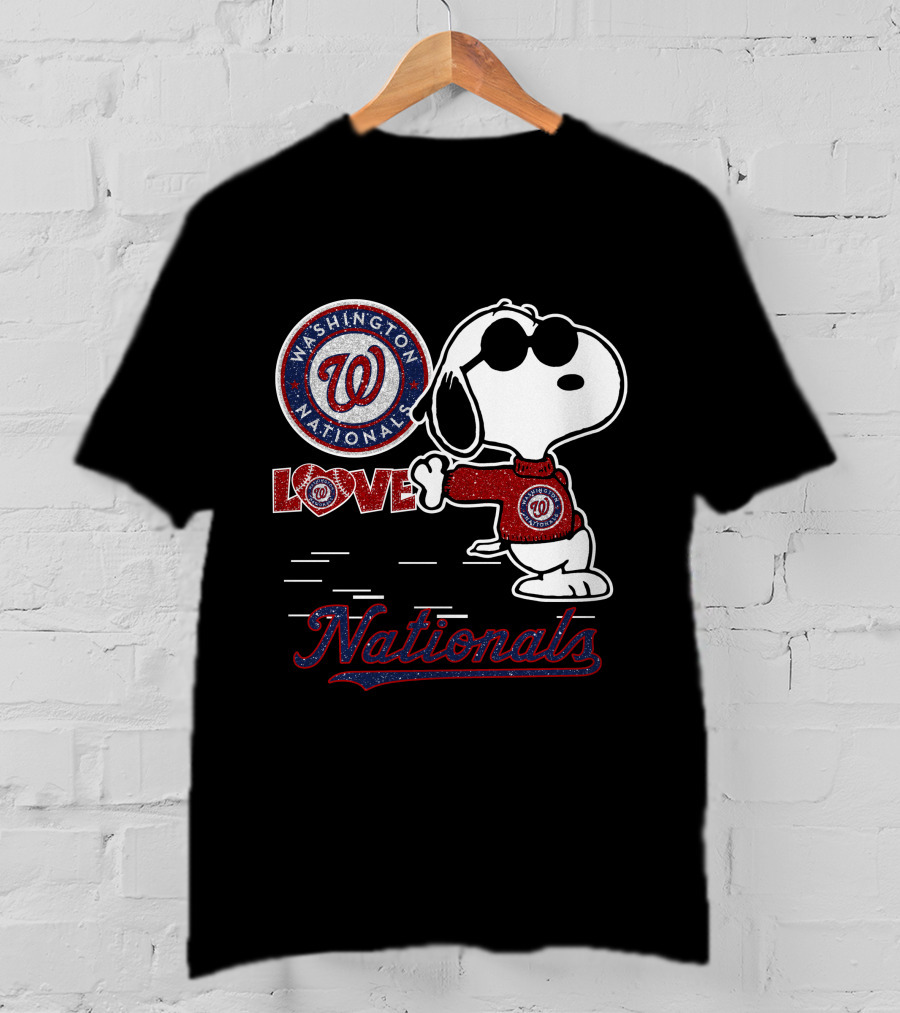 Snoopy Love Washington Nationals Logo Baseball T-Shirt