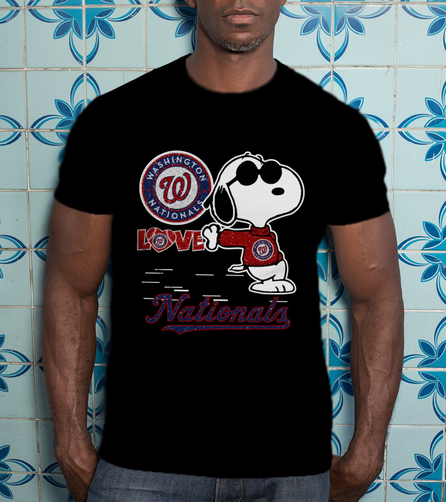 Snoopy Love Washington Nationals Logo Baseball T-Shirt