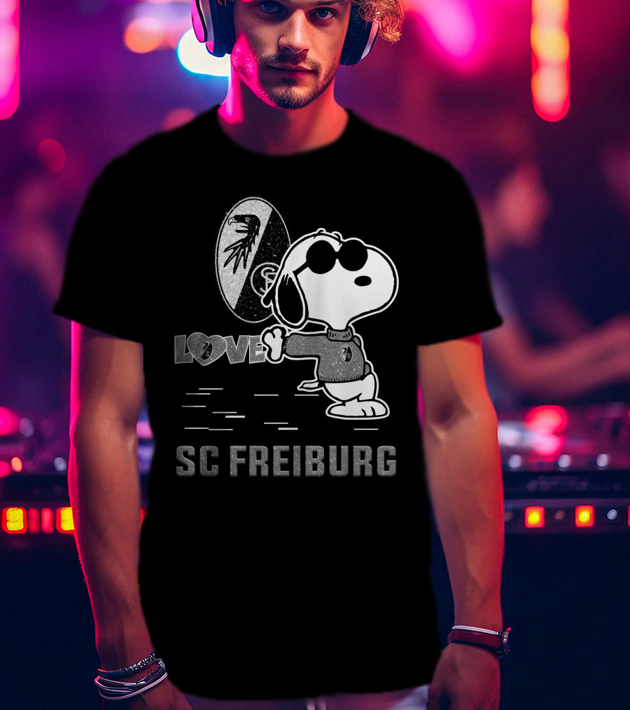 Snoopy Love SC Freiburg Peanuts Football Fan T-Shirt