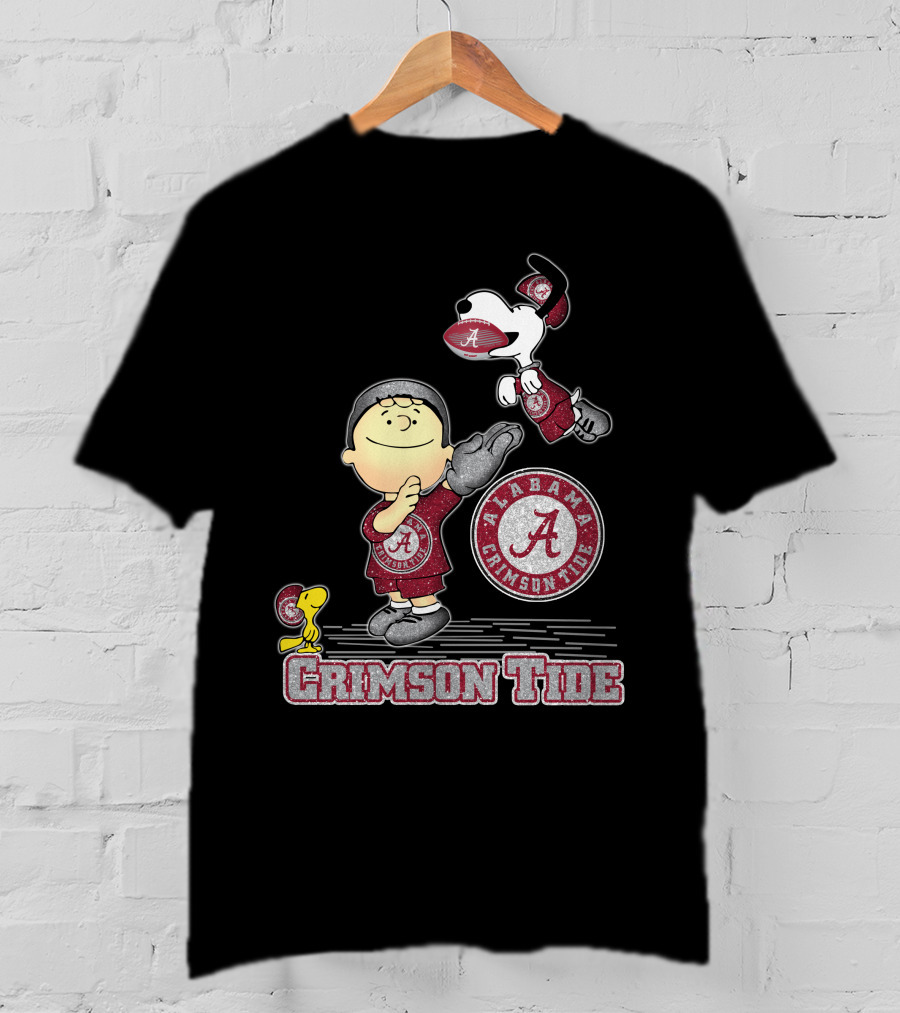 Snoopy And Woodstock Celebrate Alabama Crimson Tide Football T-Shirt