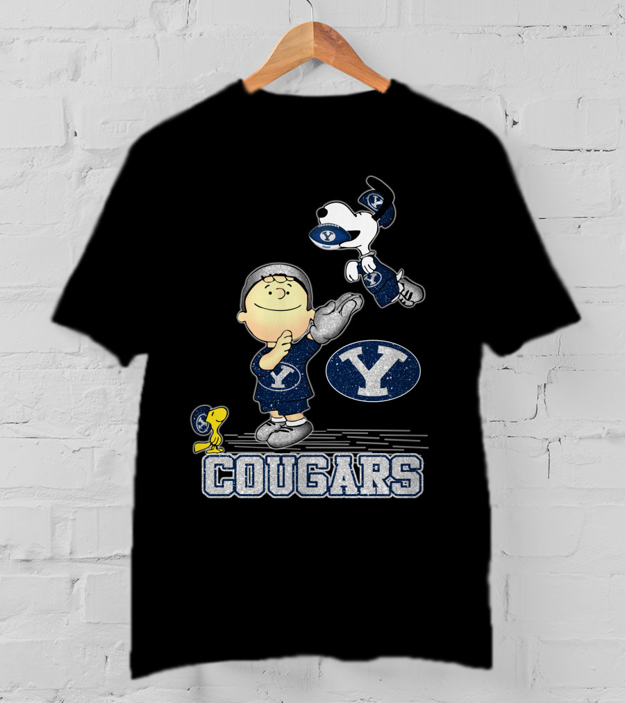 Snoopy Love BYU Cougars Peanuts Football Team Spirit T-Shirt