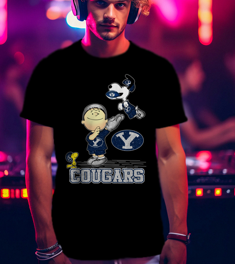 Snoopy Love BYU Cougars Peanuts Football Team Spirit T-Shirt