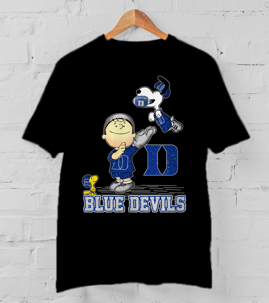 Snoopy And Friends Celebrating Duke Blue Devils Football Enthusiasm T-Shirt
