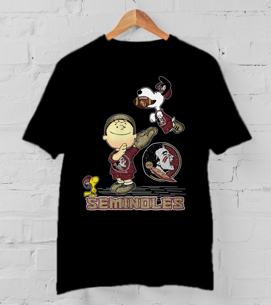 Snoopy Seminoles Football With Florida State Logo And Charlie Brown T-Shirt