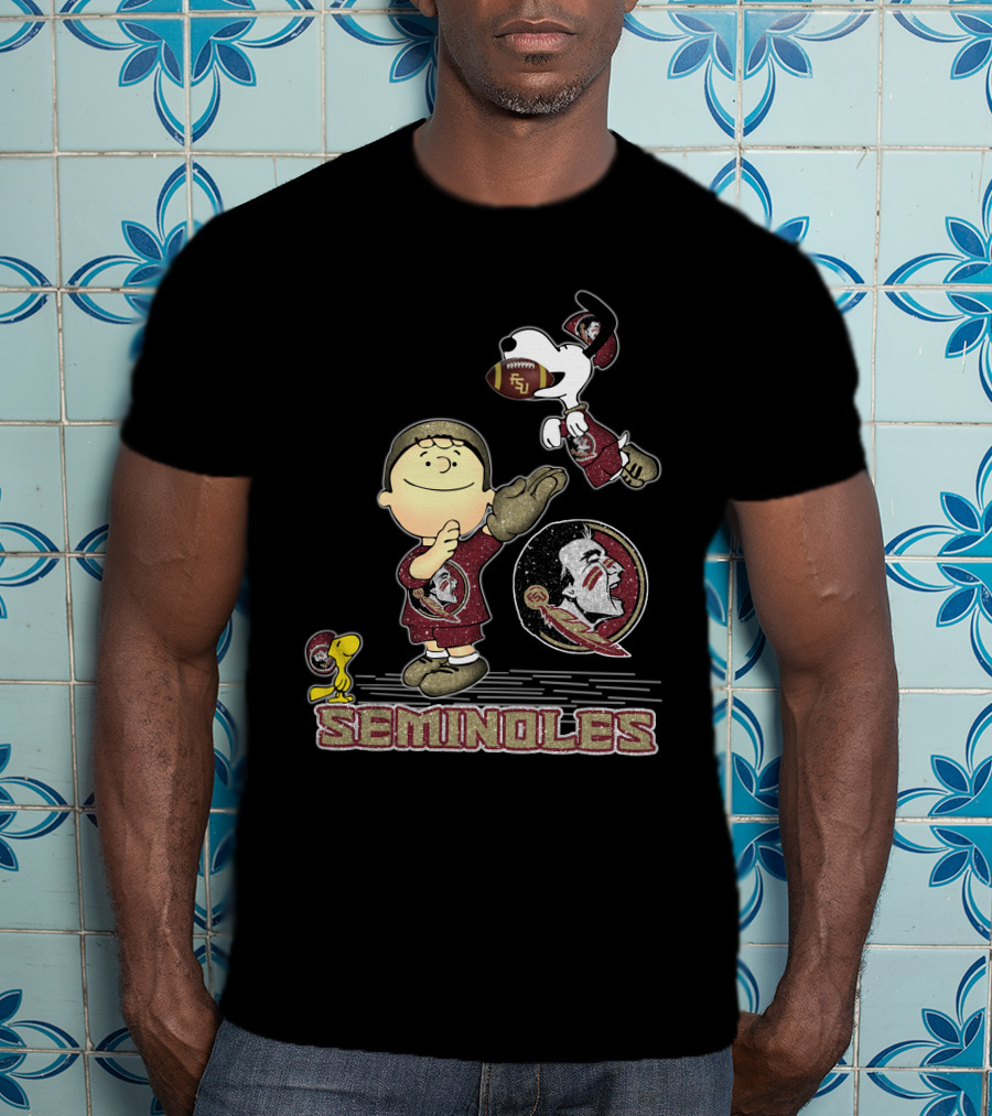 Snoopy Seminoles Football With Florida State Logo And Charlie Brown T-Shirt