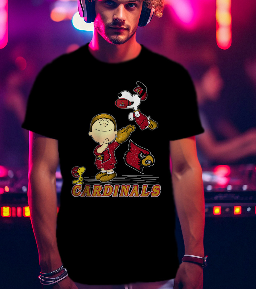 Snoopy Cardinals Football Peanuts Louisville Team Spirit T-Shirt