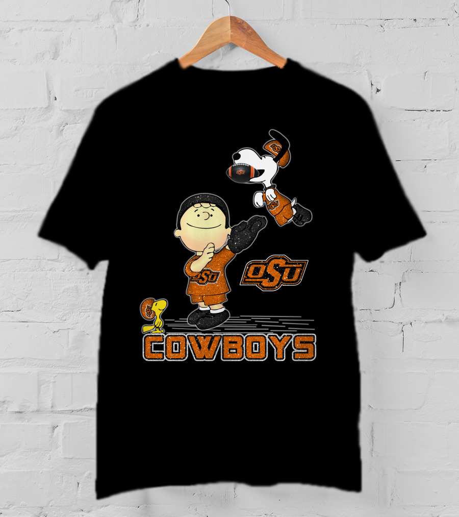 Snoopy OSU Oklahoma State Cowboys Football Charlie Brown Woodstock T-Shirt