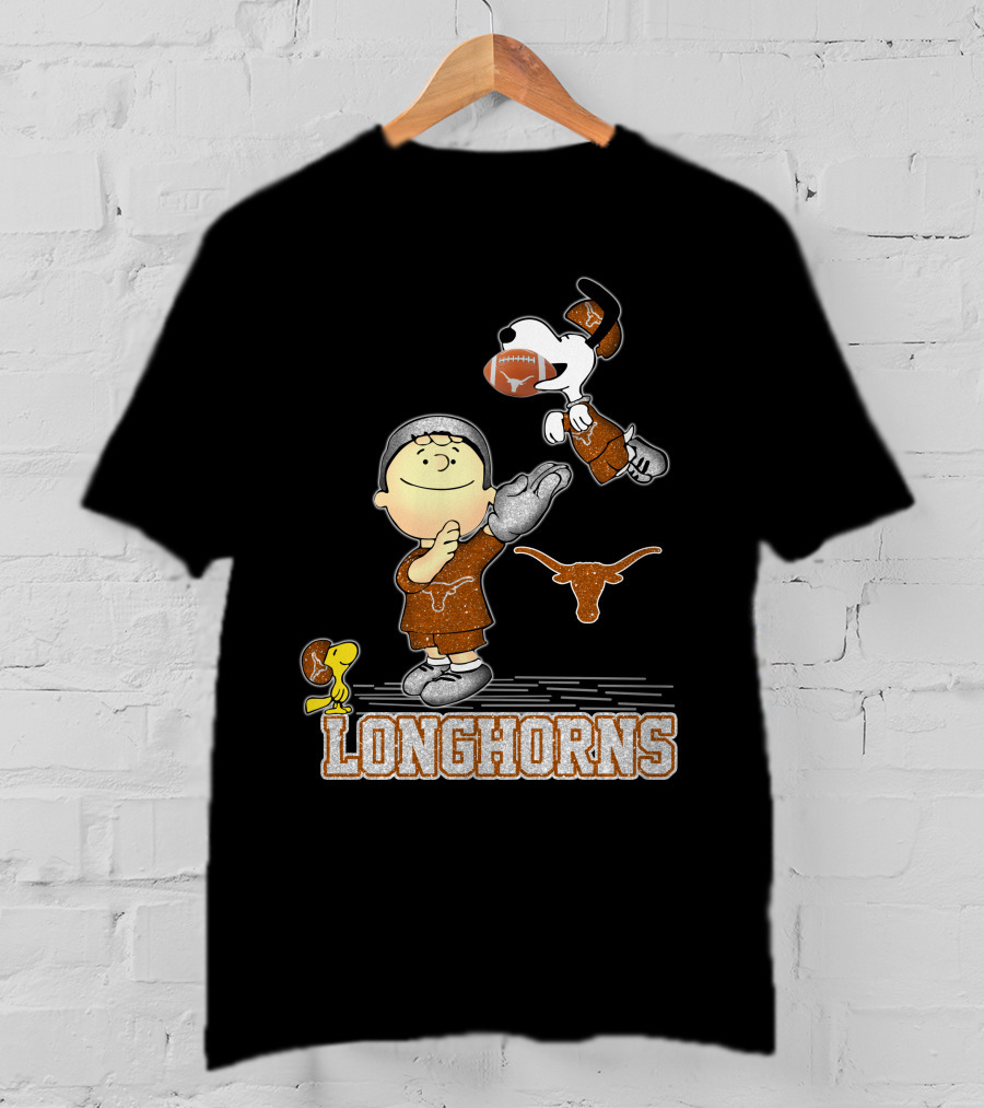 Snoopy Longhorns Peanuts Football Charlie Brown Texas Fans T-Shirt