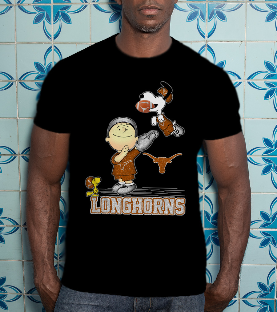 Snoopy Longhorns Peanuts Football Charlie Brown Texas Fans T-Shirt