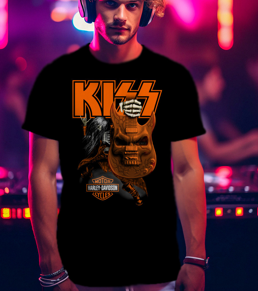 Kiss Harley Davidson Skeleton Guitar T-Shirt