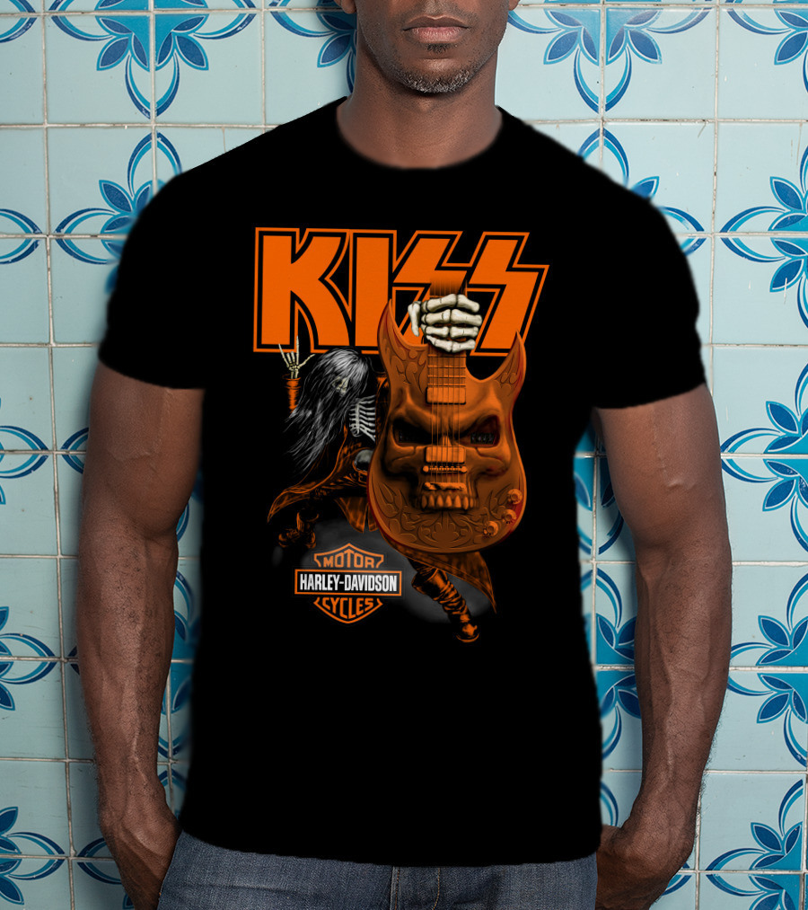 Kiss Harley Davidson Skeleton Guitar T-Shirt
