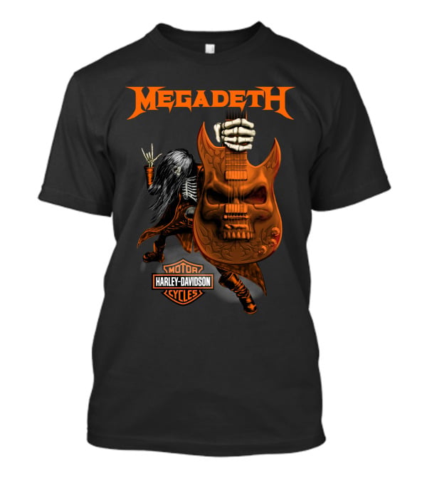 Megadeth Harley Davidson Motor Cycles Skull Guitar Rock T-Shirt