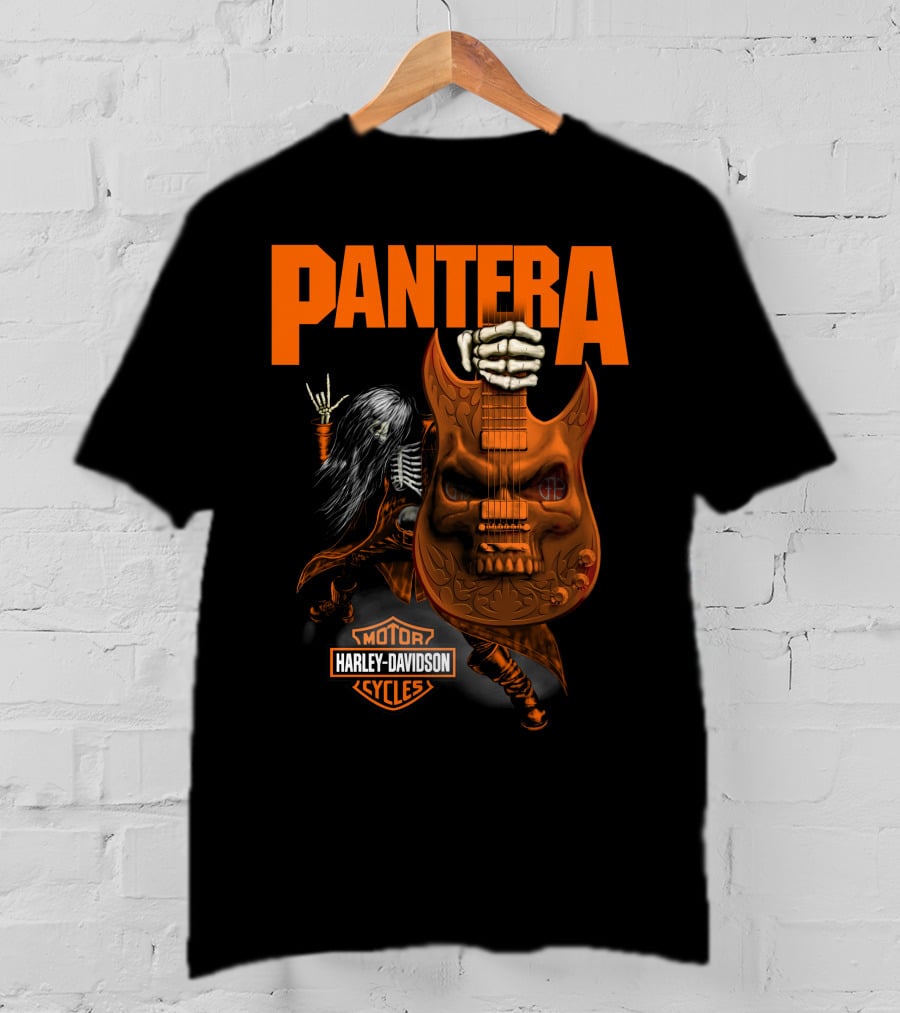 Pantera Harley Davidson Cycles Skeleton Guitar T-Shirt