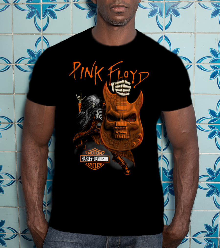 Pink Floyd Harley Davidson Skull Guitar T-Shirt