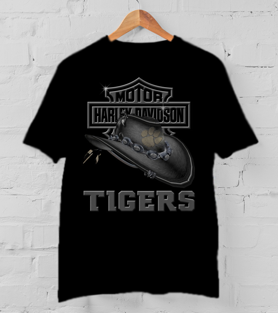 Motor Harley Davidson Clemson Tigers Cowboy Hat T-Shirt