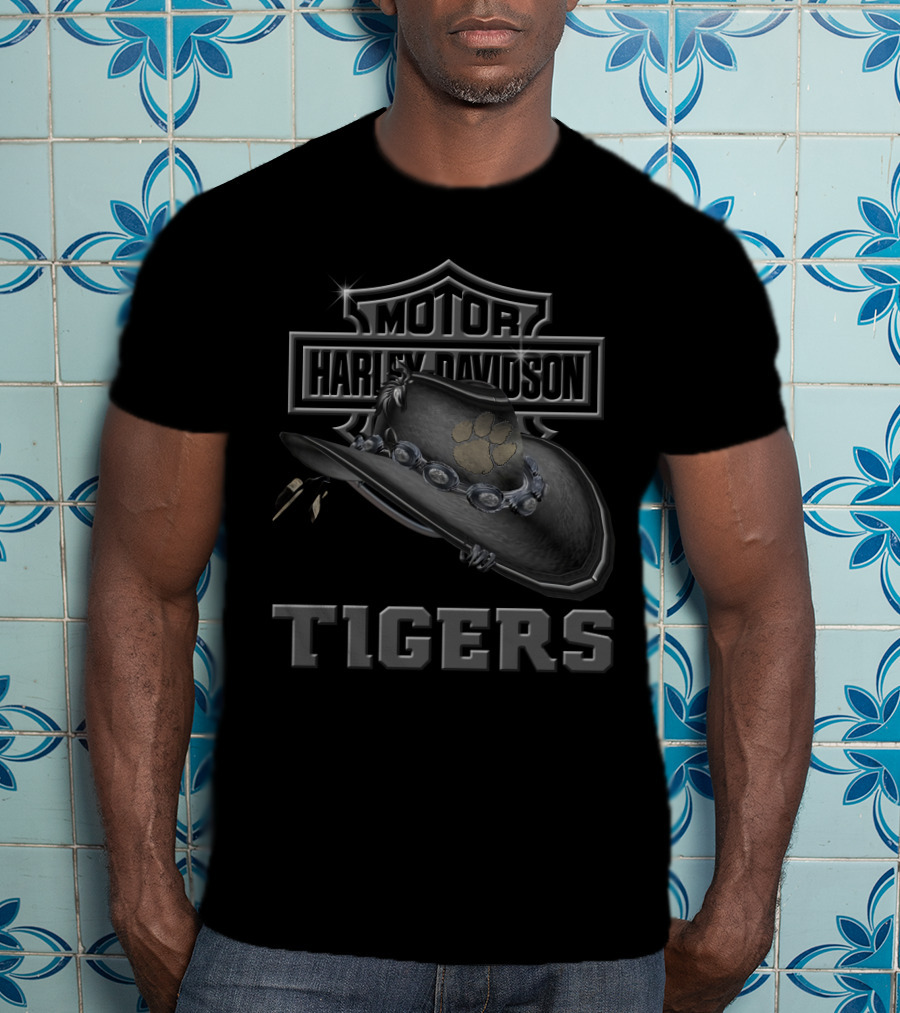 Motor Harley Davidson Clemson Tigers Cowboy Hat T-Shirt