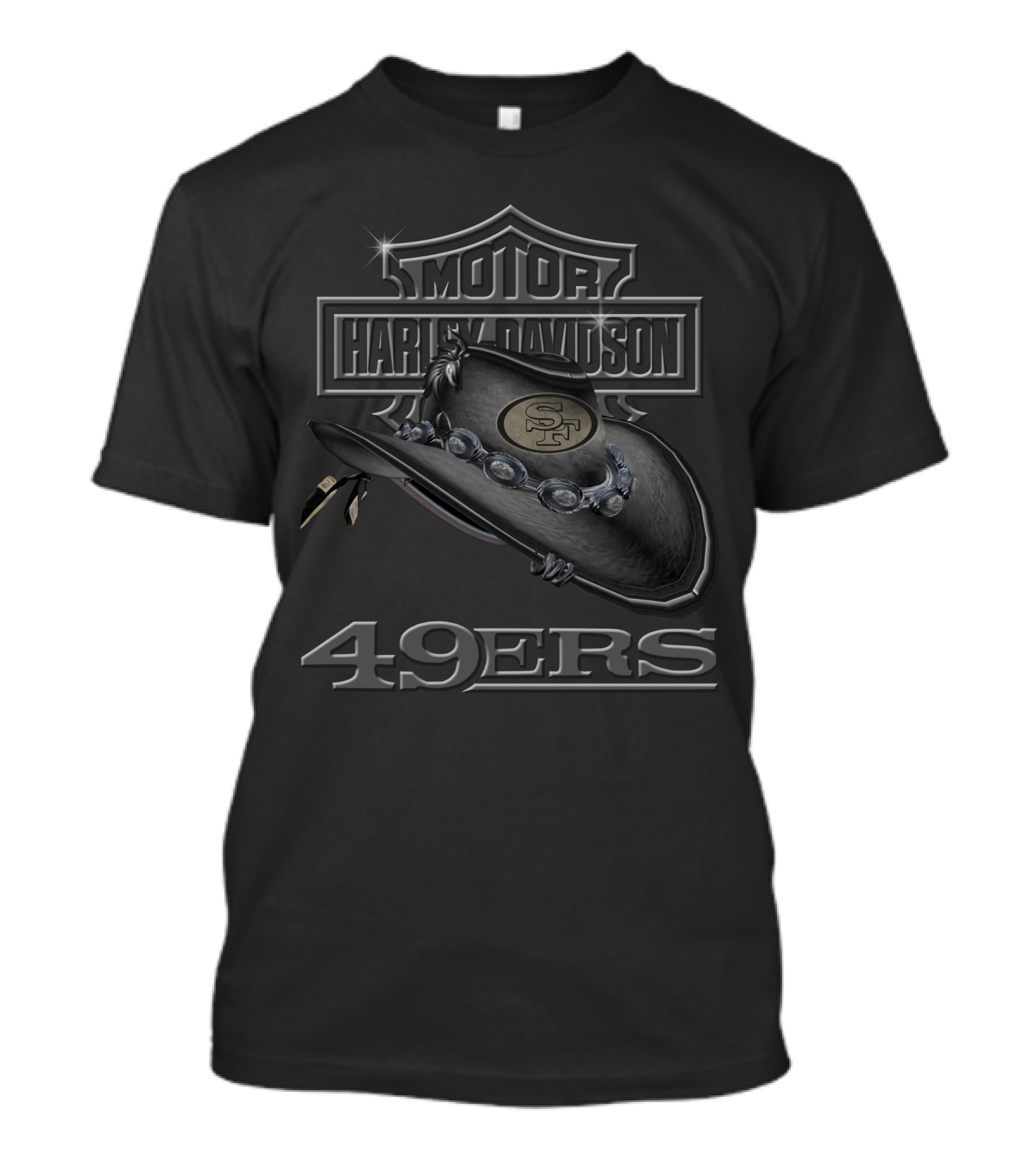 Harley Davidson San Francisco 49ers Sf Cowboy Hat T-Shirt