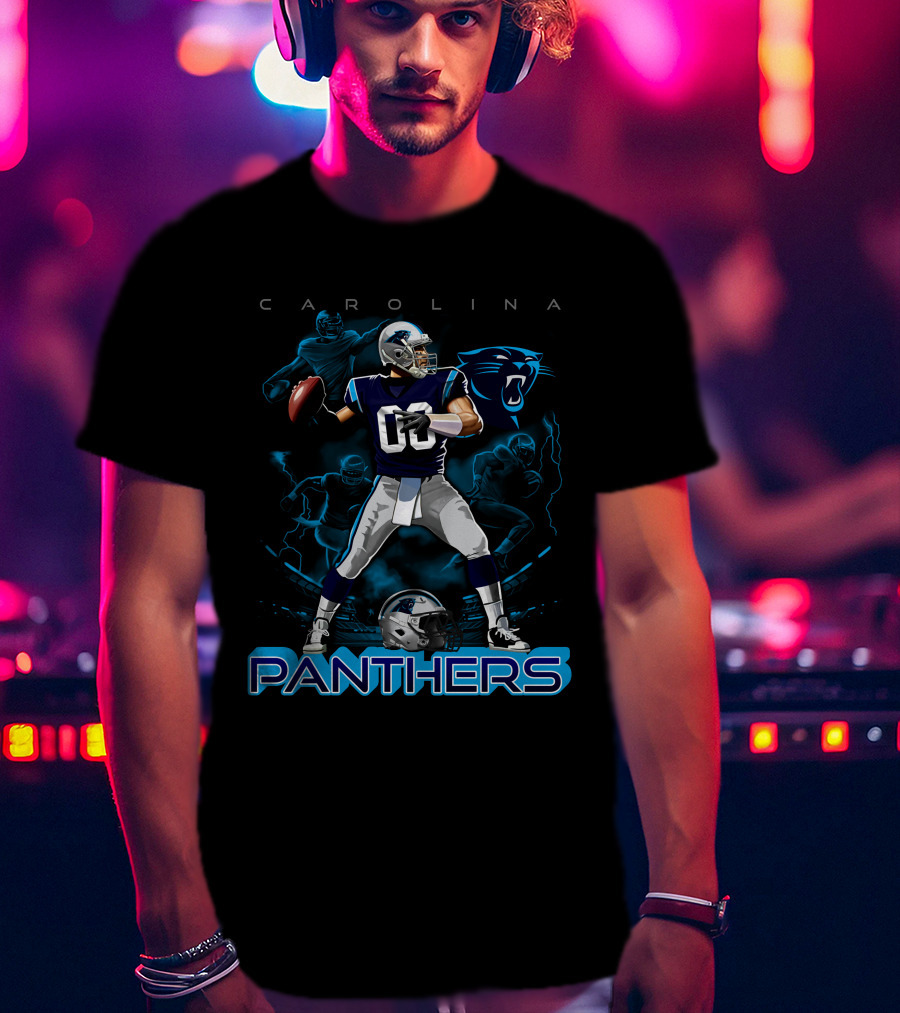 Carolina Panthers Quarterback Football Helmet NFL Team T-Shirt