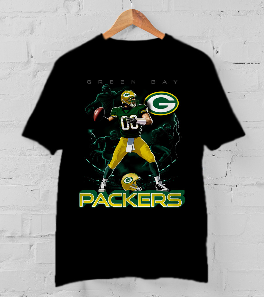 Green Bay Packers Quarterback Action And Helmet T-Shirt