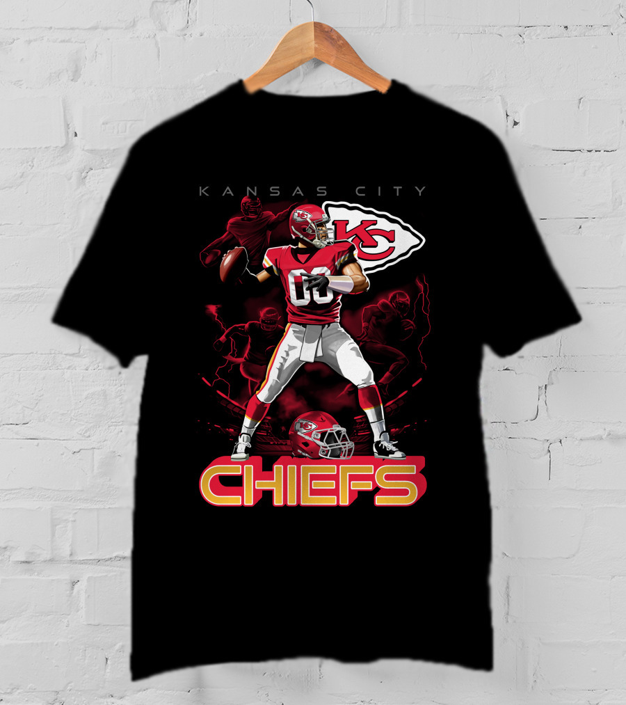 Kansas City Chiefs Football Player With Kc Helmet T-Shirt