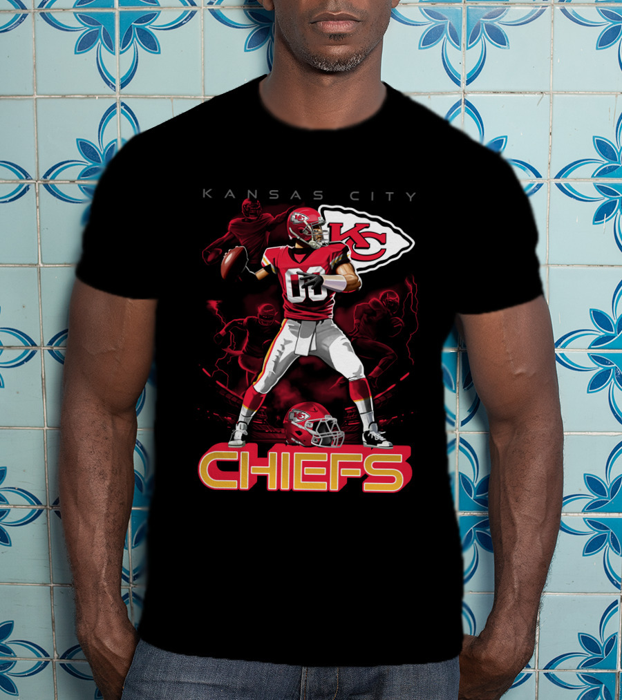 Kansas City Chiefs Football Player With Kc Helmet T-Shirt