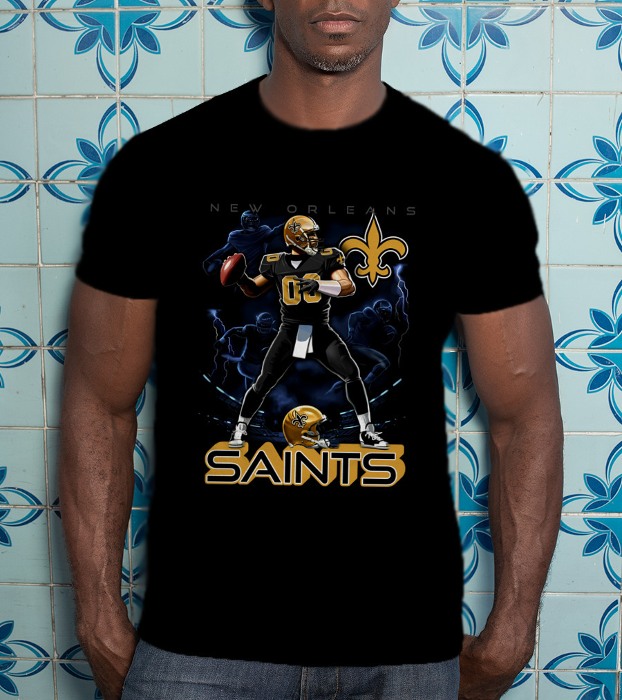 New Orleans Saints Football Player With Fleur-de-Lis T-Shirt