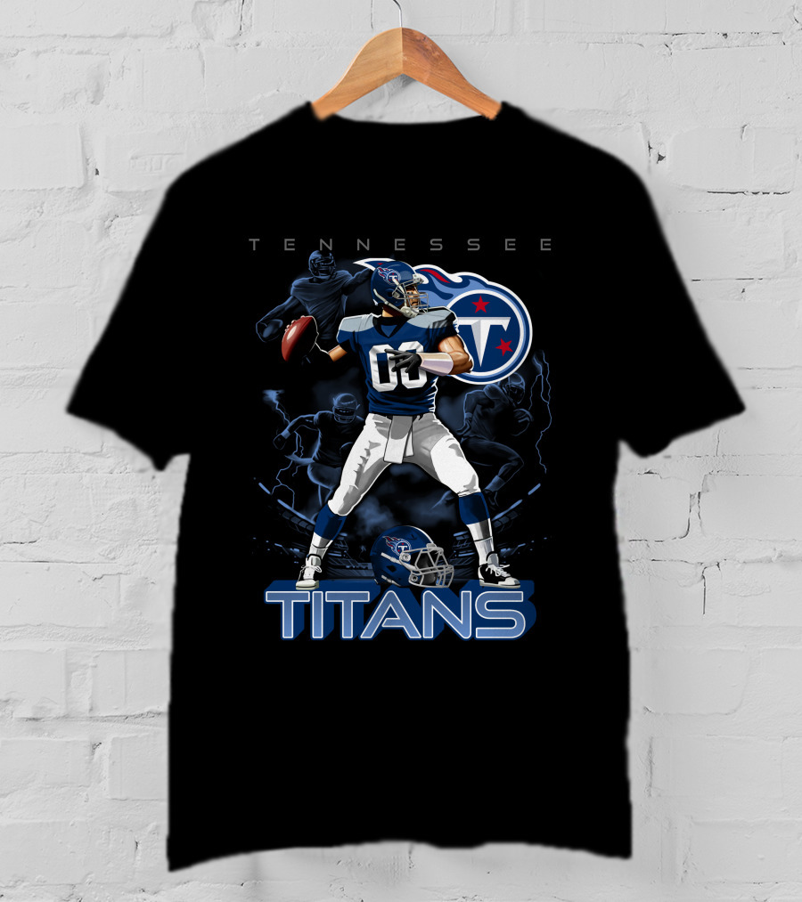 Tennessee Titans Football Player With Logo And Helmet T-Shirt