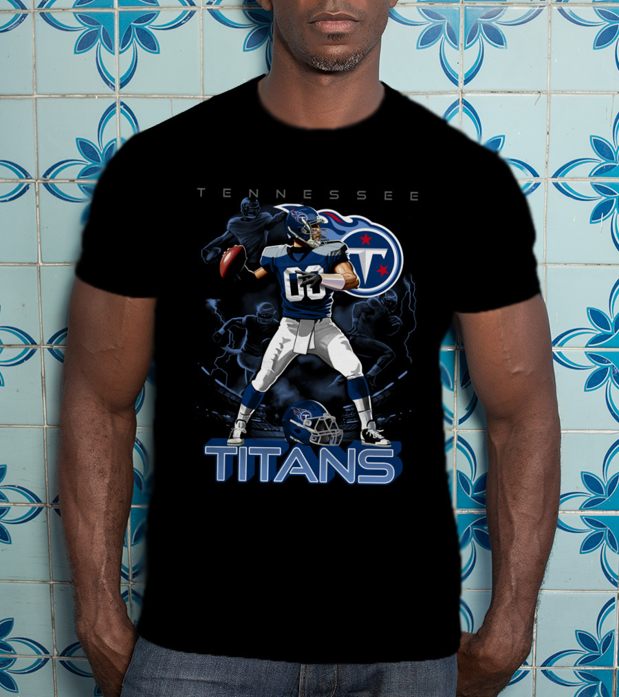 Tennessee Titans Football Player With Logo And Helmet T-Shirt