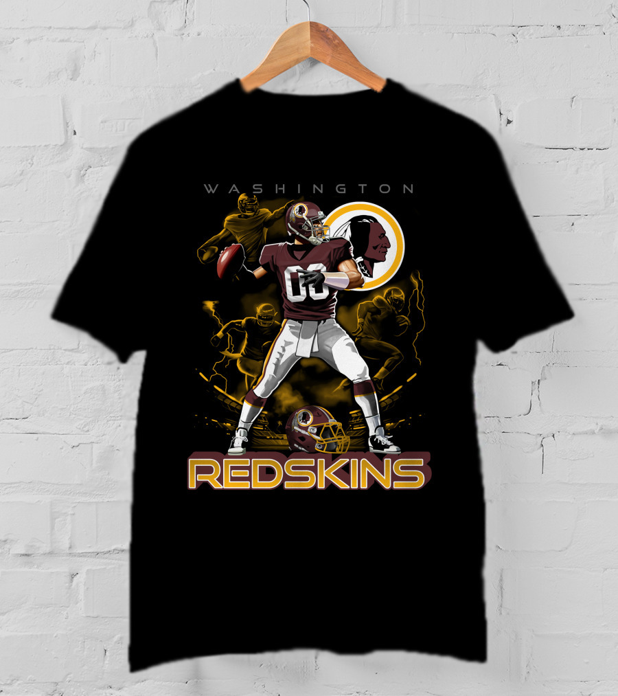 Washington Redskins Football Player With Team Logo And Helmet T-Shirt
