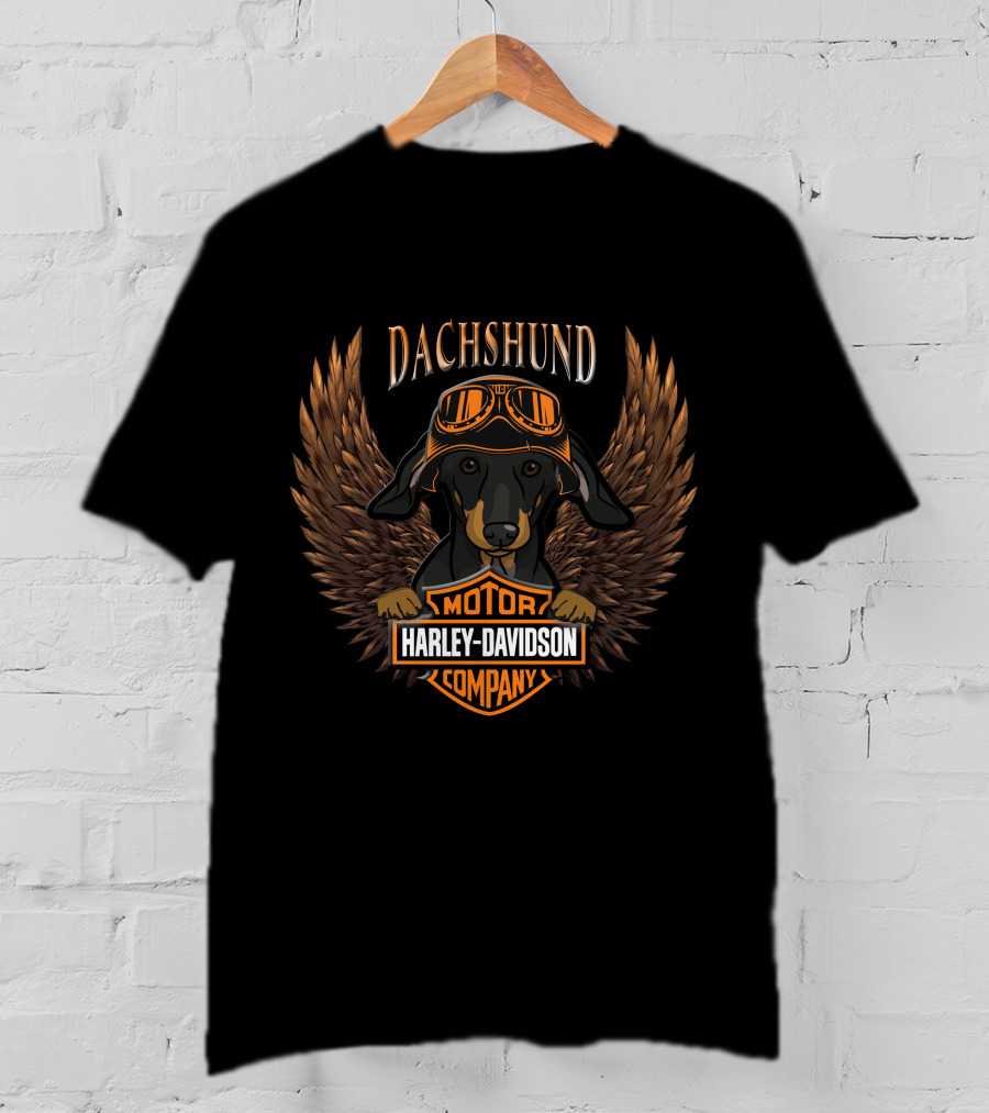 Harley Davidson Dachshund With Wings And Goggles T-Shirt
