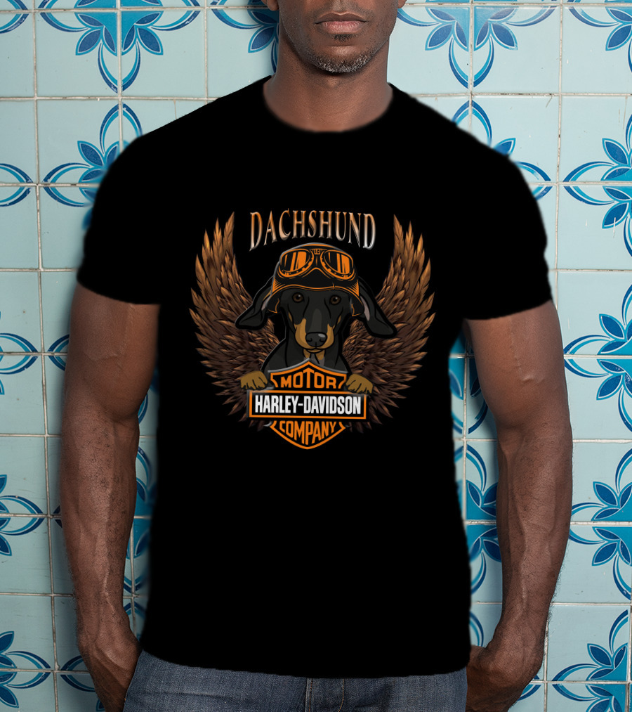 Harley Davidson Dachshund With Wings And Goggles T-Shirt