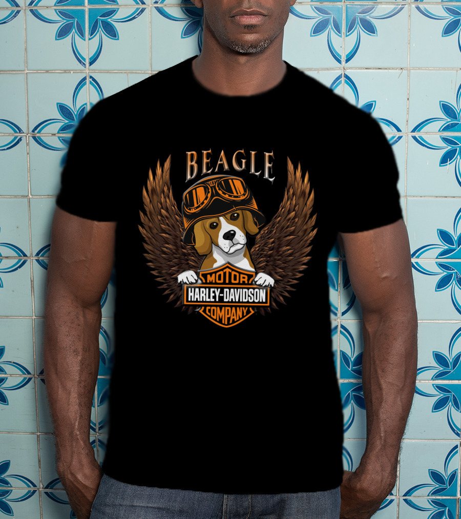 Beagle Harley Davidson Motor Company Winged T-Shirt