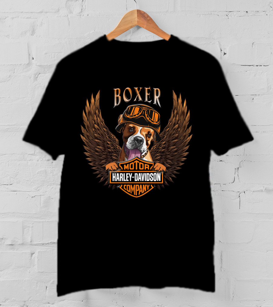 Boxer Harley Davidson Motor Company Winged Dog T-Shirt