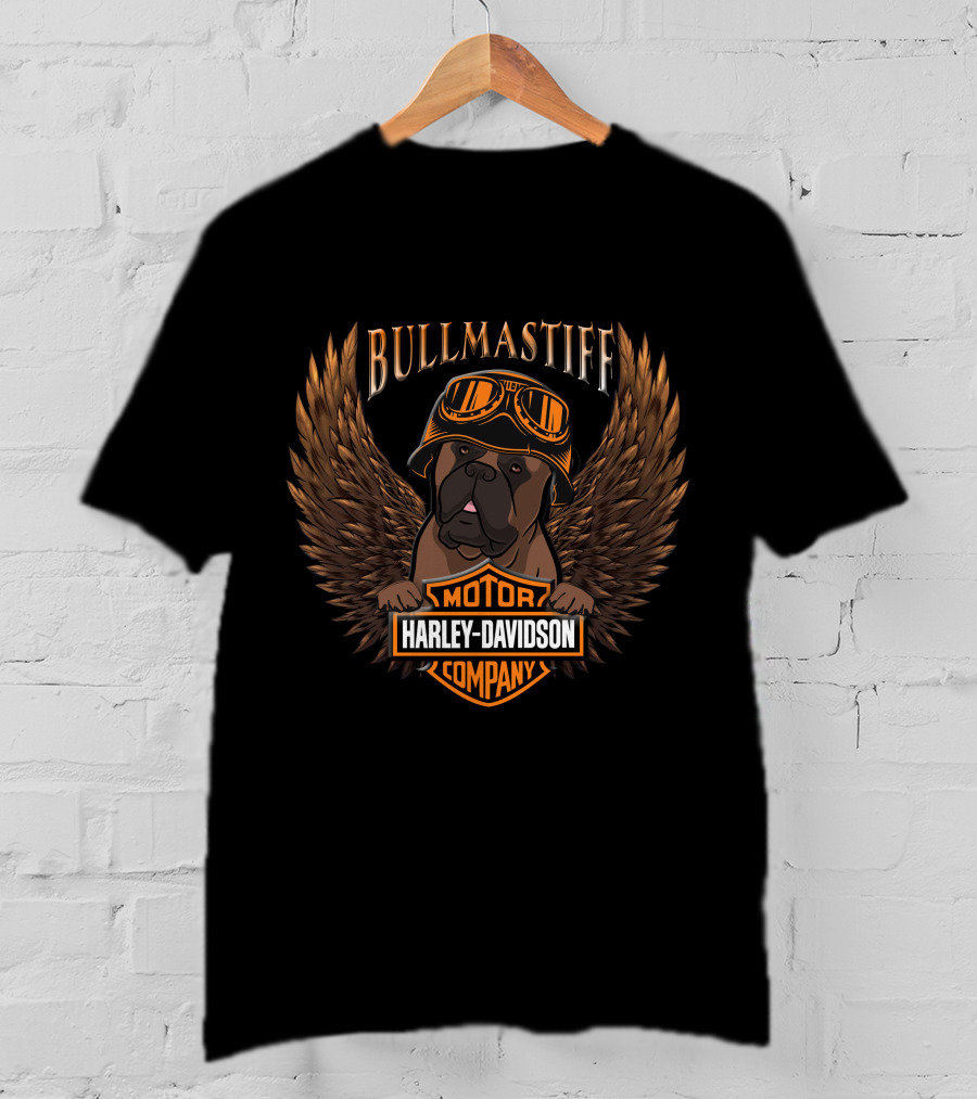 Bullmastiff Harley Davidson Motor Company Wings T-Shirt