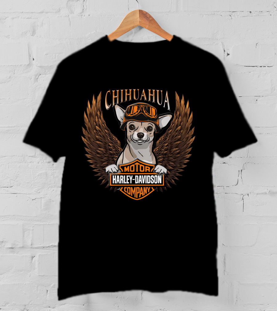 Chihuahua Harley Davidson Motor Company Wings T-Shirt