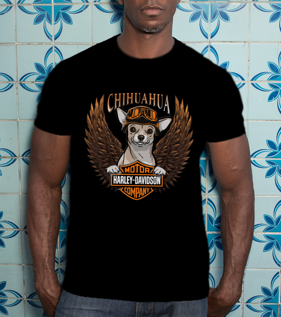 Chihuahua Harley Davidson Motor Company Wings T-Shirt