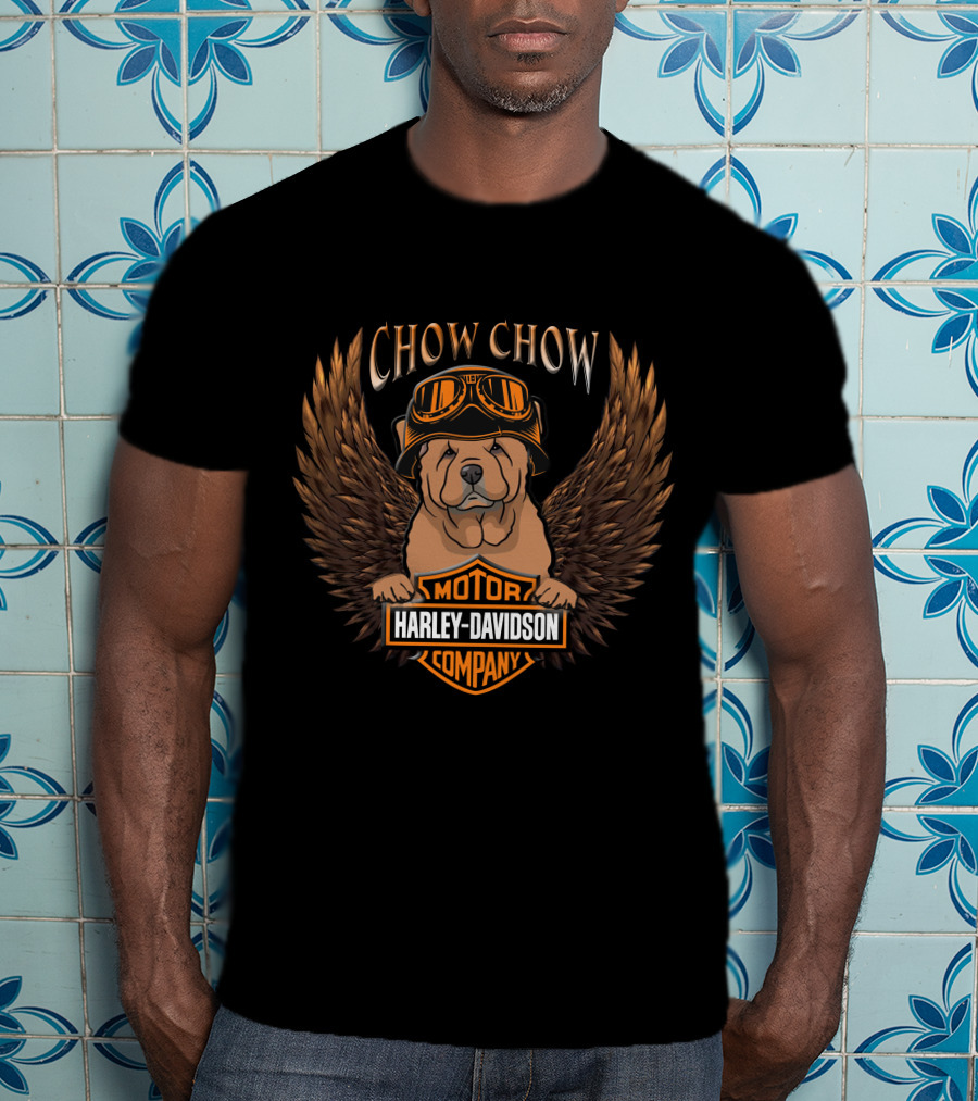 Chow Chow Harley Davidson Motor Company Wings Goggles T-Shirt