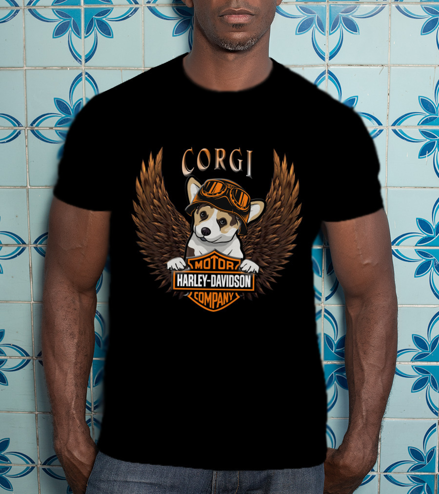 Corgi Harley Davidson Motor Company Winged Goggles T-Shirt