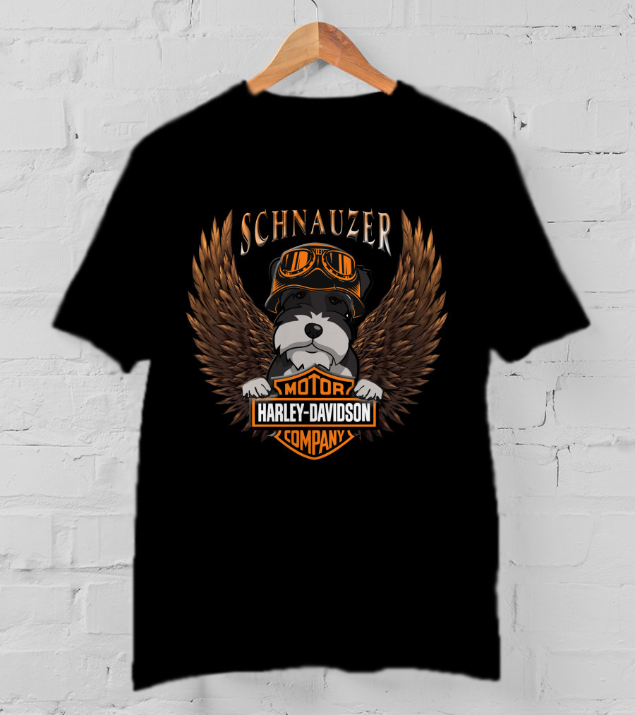 Schnauzer Harley Davidson Motor Company Wings Goggles T-Shirt