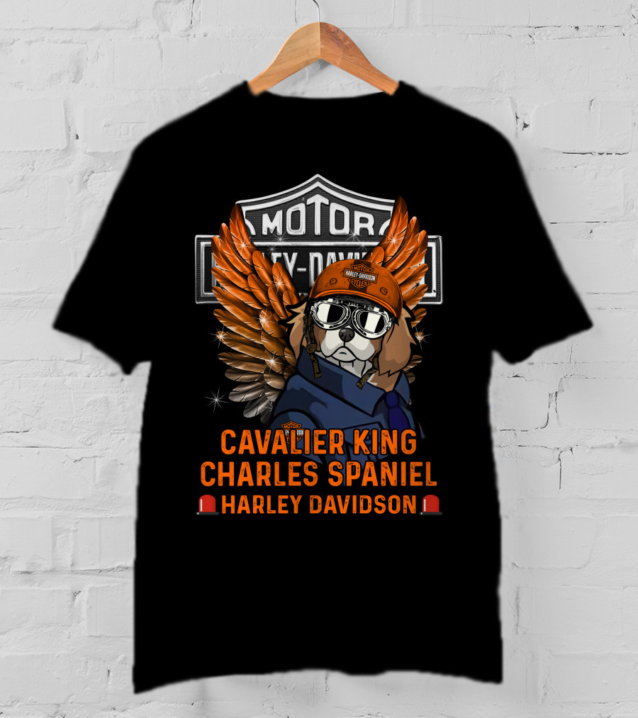 Cavalier King Charles Spaniel Harley Davidson Motor Dogs T-Shirt
